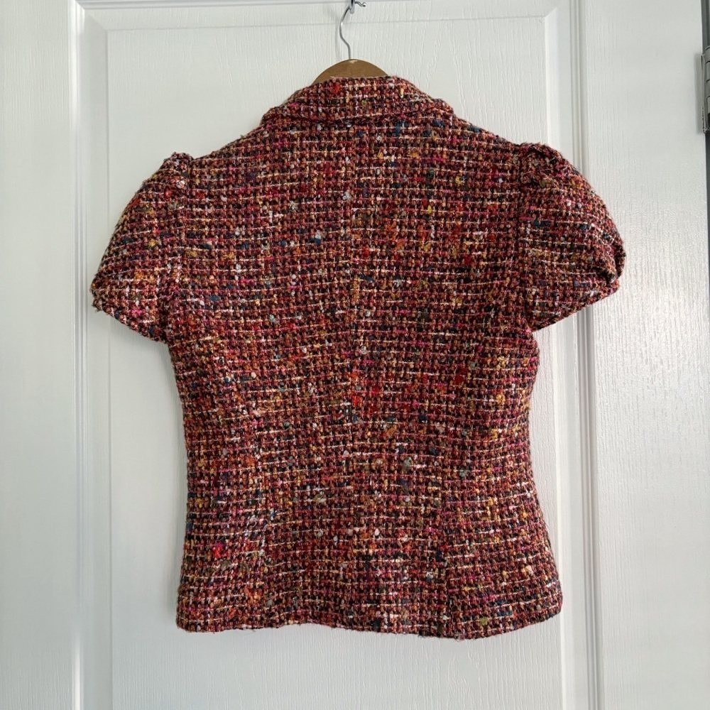Trina Turk Mohair Wool Tweed Cropped Puff Shoulder Jacket Sz 6 - Picture 5 of 8